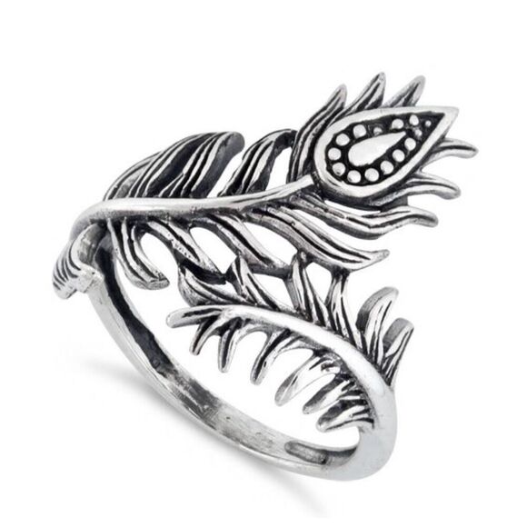 925 Solid Sterling Silver Double Leaf Flower Band Statement Ring Boho New - Picture 1 of 4